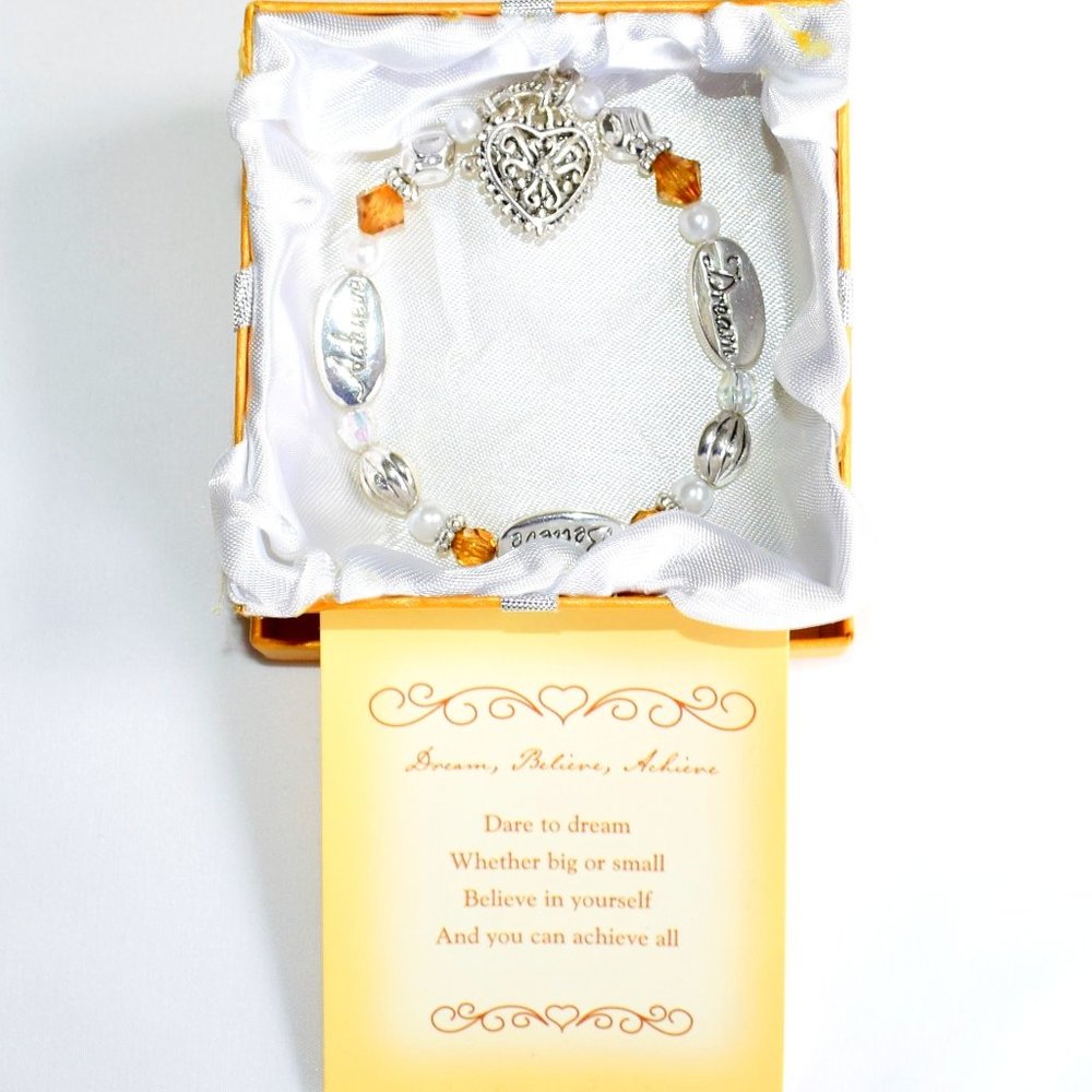NEW Dream, Believe, Achieve Bracelet with Heart Charm